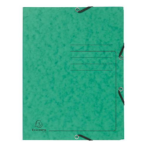 Exacompta Sammelmappe, DIN A4, mit Gummizug, 3 Klappen, beschriftbar, Colorspan-Karton, 355 g/m², grün