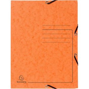 Exacompta Sammelmappe, DIN A4, mit Gummizug, 3 Klappen, beschriftbar, Colorspan-Karton, 355 g/m², orange Exacompta Sammelmappe, DIN A4, mit Gummizug, 3 Klappen, beschriftbar, Colorspan-Karton, 355 g/m², orange