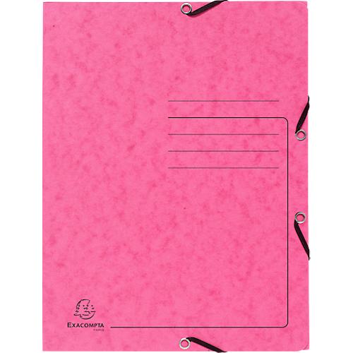 Exacompta Sammelmappe, DIN A4, mit Gummizug, 3 Klappen, beschriftbar, Colorspan-Karton, 355 g/m², rosa