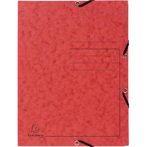 Exacompta Sammelmappe, DIN A4, mit Gummizug, 3 Klappen, beschriftbar, Colorspan-Karton, 355 g/m², rot