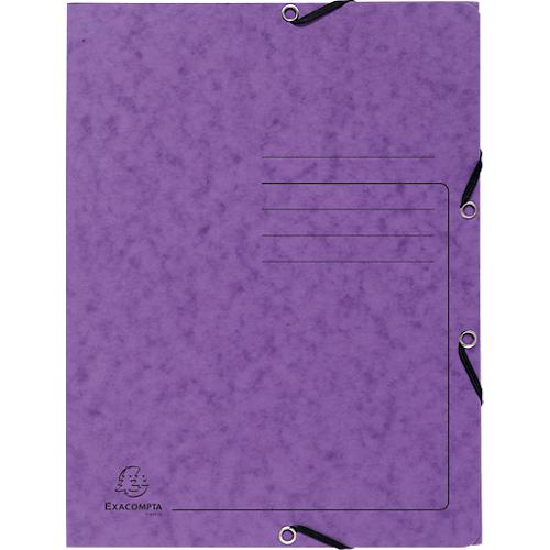 Exacompta Sammelmappe, DIN A4, mit Gummizug, 3 Klappen, beschriftbar, Colorspan-Karton, 355 g/m², violett