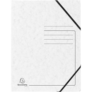 Exacompta Sammelmappe, DIN A4, mit Gummizug, 3 Klappen, beschriftbar, Colorspan-Karton, 355 g/m², weiß Exacompta Sammelmappe, DIN A4, mit Gummizug, 3 Klappen, beschriftbar, Colorspan-Karton, 355 g/m², weiß