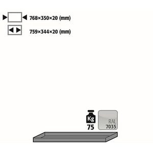 Fachboden Standard für asecos Sicherheitsschränke der K90 und UB90 Serie, Stahlblech, lichtgrau, B 768 x T 350 x H 20 mm, bis 30 kg Fachboden Standard für asecos Sicherheitsschränke der K90 und UB90 Serie, Stahlblech, lichtgrau, B 768 x T 350 x H 20 mm, bis 30 kg