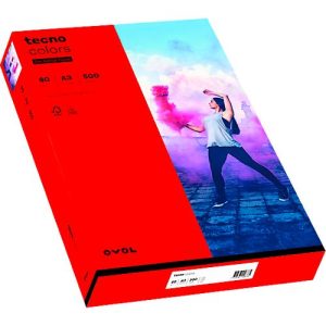 Farbiges Kopierpapier tecno colors, DIN A3, 80 g/m², intensivrot, 1 Paket = 500 Blatt Farbiges Kopierpapier tecno colors, DIN A3, 80 g/m², intensivrot, 1 Paket = 500 Blatt