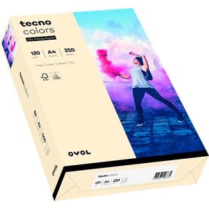 Farbiges Kopierpapier tecno colors, DIN A4, 120 g/m², hellchamoisgelb, 1 Paket = 250 Blatt Farbiges Kopierpapier tecno colors, DIN A4, 120 g/m², hellchamoisgelb, 1 Paket = 250 Blatt