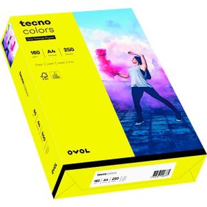Farbiges Kopierpapier tecno colors, DIN A4, 160 g/m², gelb, 1 Paket = 250 Blatt Farbiges Kopierpapier tecno colors, DIN A4, 160 g/m², gelb, 1 Paket = 250 Blatt
