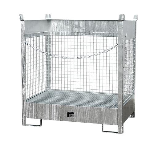 Fass-Stapelpalette Bauer FSP-2 D, Wände aus Drahtgitter, für 2 x 200 l Fass, verzinkt