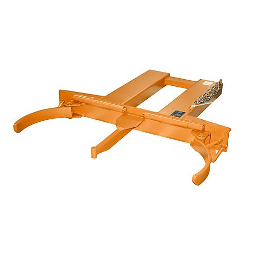 Fassgreifer BAUER FK-lI, Stahl, 1000 kg Tragkraft, für 200 l Fässer, B 1230 x T 1320 x H 165 mm, orange