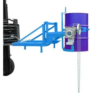 Fasskipper Bauer Typ FD/L, für 110 bis 220 l Fässer, 360 kg, 270° Kippen, mit Endloskette, Stapleraufnahme, lichtblau RAL 5012 Fasskipper Bauer Typ FD/L, für 110 bis 220 l Fässer, 360 kg, 270° Kippen, mit Endloskette, Stapleraufnahme, lichtblau RAL 5012