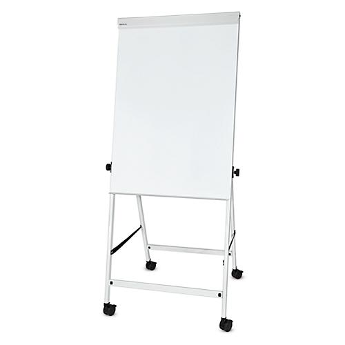 Flipchart MAUL office, Tafel B 70 x H 100 mm, inkl. Ablageschale, stufenlos höhenverstellbar, Vierbein, feststellbare Doppelrollen, weiß