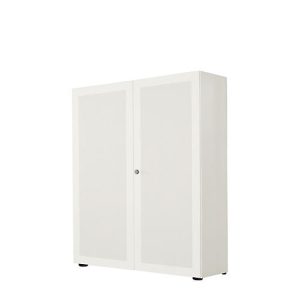 Flügeltürenschrank, 2-türig, Akustikfront, 1000 x 1930 mm, 5 OH, weiß Flügeltürenschrank, 2-türig, Akustikfront, 1000 x 1930 mm, 5 OH, weiß