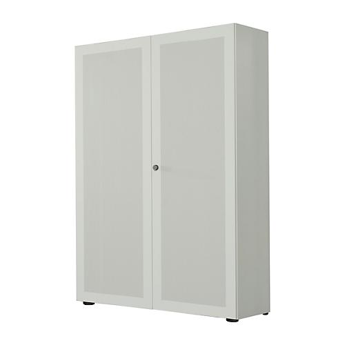 Flügeltürenschrank, 2-türig, Akustikfront, 1000 x 2300 mm, 6 OH, lichtgrau