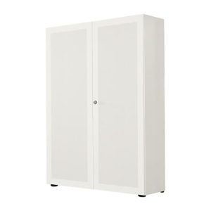 Flügeltürenschrank, 2-türig, Akustikfront, 1000 x 2300 mm, 6 OH, weiß Flügeltürenschrank, 2-türig, Akustikfront, 1000 x 2300 mm, 6 OH, weiß