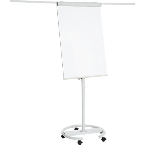 Franken Flipchart ECO Mobil F2400/N, 5 Rollen, höhenverstellbar, magnethaftend, 2 Seitenarme, Ablageschale, Kunststoff & Metall, Tafel 680 x 1050 mm