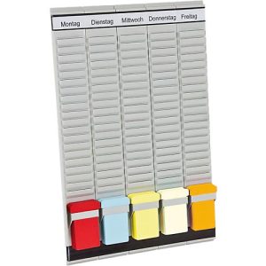 FRANKEN T-Kartentafel 5-Tage Wochenplaner, 31,5 x 49 cm, 5 Träger, 20 Schlitze, PV-SET1 FRANKEN T-Kartentafel 5-Tage Wochenplaner, 31,5 x 49 cm, 5 Träger, 20 Schlitze, PV-SET1