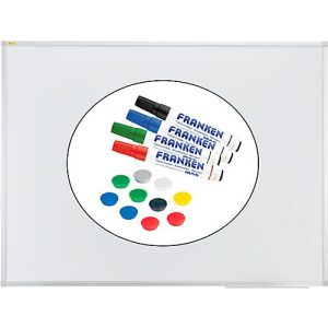 Franken Whiteboard X-tra!Line, Stahl, magnethaftend, beschreibbar, B 1200 x H 900 mm, weiß lackiert, inkl. 4 Whiteboard-Marker + 10 farblich sortierte Magnete Franken Whiteboard X-tra!Line, Stahl, magnethaftend, beschreibbar, B 1200 x H 900 mm, weiß lackiert, inkl. 4 Whiteboard-Marker + 10 farblich sortierte Magnete
