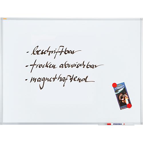 Franken Whiteboard X-tra!Line, Wandmontage im Hoch- & Querformat, Stahl weiß lackiert & Aluminiumrahmen, magnethaftend, Ablageschale, B 1200 x H 1200 mm