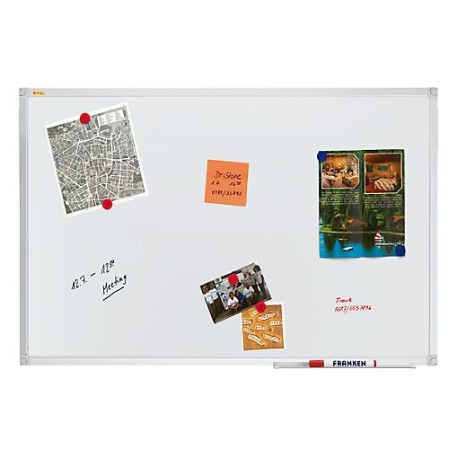Franken Whiteboard X-tra!Line, Wandmontage im Hoch- & Querformat, Stahl weiß lackiert & Aluminiumrahmen, magnethaftend, Ablageschale, B 1500 x H 1000 mm