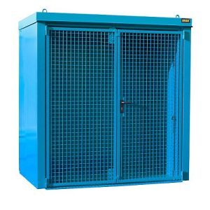 Gasflaschencontainer BAUER GFC-B M1, B 1175 x T 2120 x H 2265, für 28 Gasflaschen, feuerbeständig, abschließbar, blau Gasflaschencontainer BAUER GFC-B M1, B 1175 x T 2120 x H 2265, für 28 Gasflaschen, feuerbeständig, abschließbar, blau
