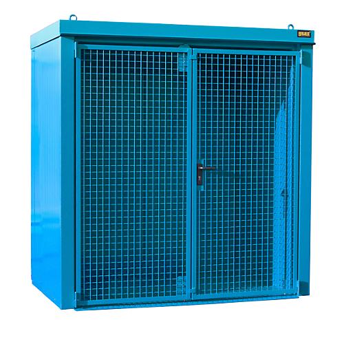 Gasflaschencontainer BAUER GFC-B M1, B 1175 x T 2120 x H 2265, für 28 Gasflaschen, feuerbeständig, abschließbar, blau