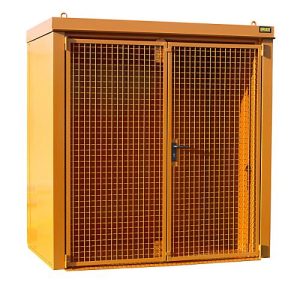 Gasflaschencontainer BAUER GFC-B M1, B 1175 x T 2120 x H 2265, für 28 Gasflaschen, feuerbeständig, abschließbar, orange Gasflaschencontainer BAUER GFC-B M1, B 1175 x T 2120 x H 2265, für 28 Gasflaschen, feuerbeständig, abschließbar, orange
