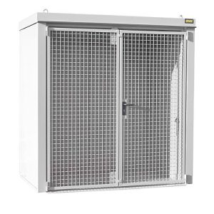 Gasflaschencontainer BAUER GFC-B M1, B 1175 x T 2120 x H 2265, für 28 Gasflaschen, feuerbeständig, abschließbar, weiß
