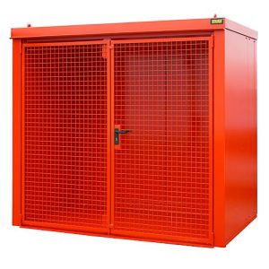 Gasflaschencontainer BAUER GFC-B M3, B 1570 x T 2425 x H 2265, für 45 Gasflaschen, feuerbeständig, abschließbar, rot