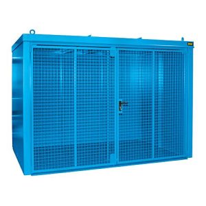 Gasflaschencontainer BAUER GFC-B M5, B 2175 x T 3125 x H 2270, für 96 Gasflaschen, feuerbeständig, abschließbar, blau