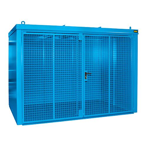 Gasflaschencontainer BAUER GFC-B M5, B 2175 x T 3125 x H 2270, für 96 Gasflaschen, feuerbeständig, abschließbar, blau