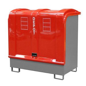 Gefahrstoff-Depot Typ GD-B BAUER, Stahl, L 1460 x B 830 x H 1460 mm, Auffangvolumen 220 Liter, mausgrau RAL 7005 Gefahrstoff-Depot Typ GD-B BAUER, Stahl, L 1460 x B 830 x H 1460 mm, Auffangvolumen 220 Liter, mausgrau RAL 7005
