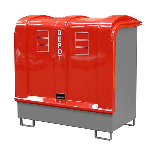 Gefahrstoff-Depot Typ GD-B BAUER, Stahl, L 1460 x B 830 x H 1460 mm, Auffangvolumen 220 Liter, mausgrau RAL 7005