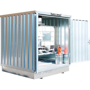 Gefahrstoffcontainer SAFE Tank 400 KTC, verzinkt, B 2100 x T 2170 x H 2400 mm, bis 1 x 1000 l IBC zur passiven Lagerung Gefahrstoffcontainer SAFE Tank 400 KTC, verzinkt, B 2100 x T 2170 x H 2400 mm, bis 1 x 1000 l IBC zur passiven Lagerung