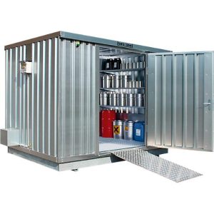 Gefahrstoffcontainer ST 1000 SAFE Tank ECO, verzinkt, B 3050 x T 2170 x H 2300 mm, 1030 l, aktive Lagerung, temporärer explosionsgeschützter Lüfter Gefahrstoffcontainer ST 1000 SAFE Tank ECO, verzinkt, B 3050 x T 2170 x H 2300 mm, 1030 l, aktive Lagerung, temporärer explosionsgeschützter Lüfter