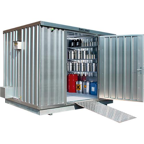 Gefahrstoffcontainer ST 1000 SAFE Tank ECO, verzinkt, B 3050 x T 2170 x H 2300 mm, 1030 l, aktive Lagerung, temporärer explosionsgeschützter Lüfter