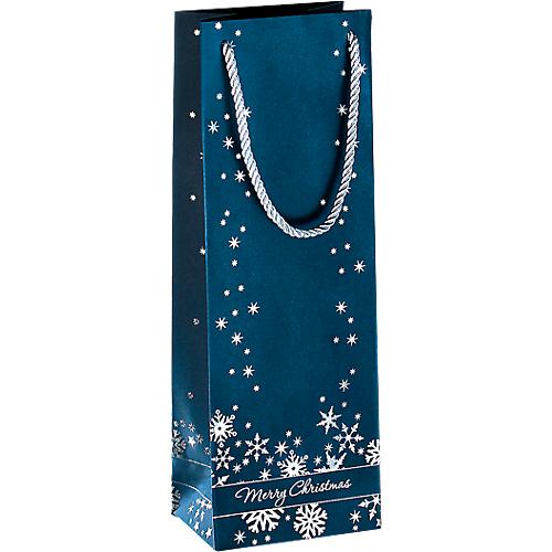 Geschenktasche Silver Snowflakes, im Flaschenformat, 3 Stück