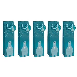 Geschenktasche Weihnachten Sigel ‚Polar Bear‘, für Flaschen, 5 Stück, B 100 x T 80 x H 350 mm, Papier, petrol Geschenktasche Weihnachten Sigel ‚Polar Bear‘, für Flaschen, 5 Stück, B 100 x T 80 x H 350 mm, Papier, petrol