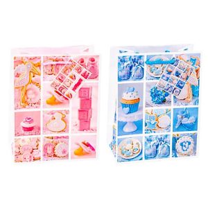 Geschenktüte Fotomotiv „Baby“, Format A5, mit Tragekordel & Beschriftungsschild, B 180 x T 100 x H 230 mm, PP-Folie, rosa-blau, 12 Stück sortiert Geschenktüte Fotomotiv „Baby“, Format A5, mit Tragekordel & Beschriftungsschild, B 180 x T 100 x H 230 mm, PP-Folie, rosa-blau, 12 Stück sortiert