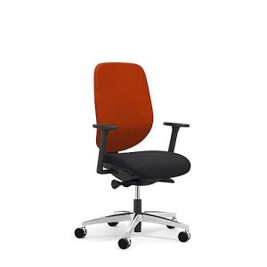 Giroflex Bürostuhl 353, mit Armlehnen, Auto-Synchronmechanik, Muldensitz, orange/schwarz/alusilber Giroflex Bürostuhl 353, mit Armlehnen, Auto-Synchronmechanik, Muldensitz, orange/schwarz/alusilber