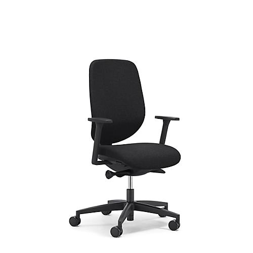 Giroflex Bürostuhl 353, mit Armlehnen, Auto-Synchronmechanik, Muldensitz, schwarz/schwarz