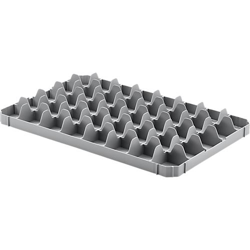 Gläsereinsatz Ringoplast, für Gläser- & Eurokästen, 5 x 8, unten, lebensmittelecht, stapelbar, B 365 x H 55 mm, Kunststoff, hellgrau