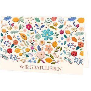 Glückwunschkarte Korsch Wir Gratulieren – Bunter Blumenmix, mit buntem Motiv & Umschlägen, Querformat, B 170 x H 115 mm, Karton, naturweiß, 10 Stück Glückwunschkarte Korsch Wir Gratulieren – Bunter Blumenmix, mit buntem Motiv & Umschlägen, Querformat, B 170 x H 115 mm, Karton, naturweiß, 10 Stück