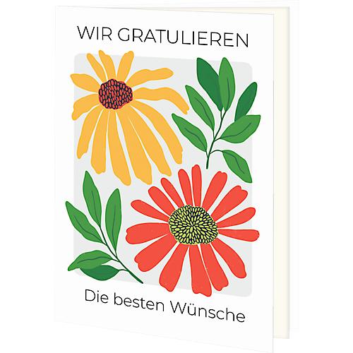 Glückwunschkarte Korsch Wir Gratulieren – Die besten Wünsche, mit buntem Motiv & Umschlägen, Hochformat, B 115 x H 170 mm, Karton, naturweiß, 10 Stück