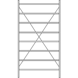 Grundregal R 3000, 8 Böden, B 1345 mm x T 500 mm, Böden lackiert Grundregal R 3000, 8 Böden, B 1345 mm x T 500 mm, Böden lackiert