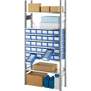 Grundregal R 3000, Komplettregal 1,055 m, 1 Grundfeld inkl. 8 Böden und 30 Regalkästen RK 421 Grundregal R 3000, Komplettregal 1,055 m, 1 Grundfeld inkl. 8 Böden und 30 Regalkästen RK 421
