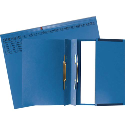Hängehefter Exacompta, für 2 x Linksheftung, gefalzt, Dehnfalte, Organisationsdruck, Blauer Engel, Recycling-Karton, blau, 25 Stück