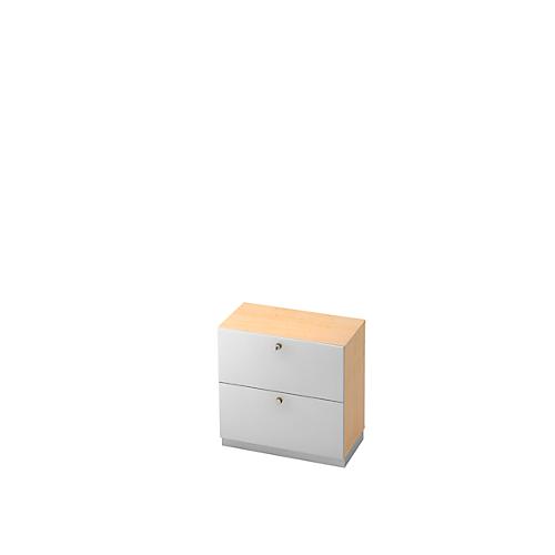 Hängeregistraturschrank, 2 OH, B 800 x T 420 mm, Ahorn-Dekor/silber