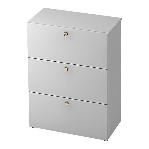 Hängeregistraturschrank TOPAS LINE, 3 Ordnerhöhen, mit Vollauszug, lichtgrau/lichtgrau