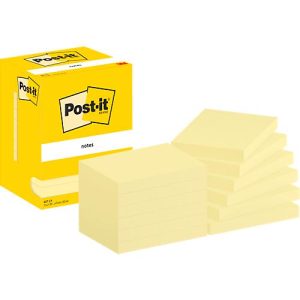 Haftnotizen Post-It 657, 12 Blöcke, 100 Blatt je Block, 76 x 102 mm, PEFC-zertifiziert, gelb