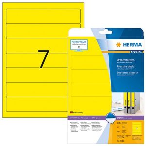 Herma Ordneretiketten A4, 192 mm lang, permanent haftend/bedruckbar, 140 Stück, gelb Herma Ordneretiketten A4, 192 mm lang, permanent haftend/bedruckbar, 140 Stück, gelb