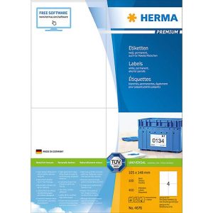 Herma Premium-Etiketten auf DIN A4-Blättern, 400 Etiketten, 100 Bogen Herma Premium-Etiketten auf DIN A4-Blättern, 400 Etiketten, 100 Bogen